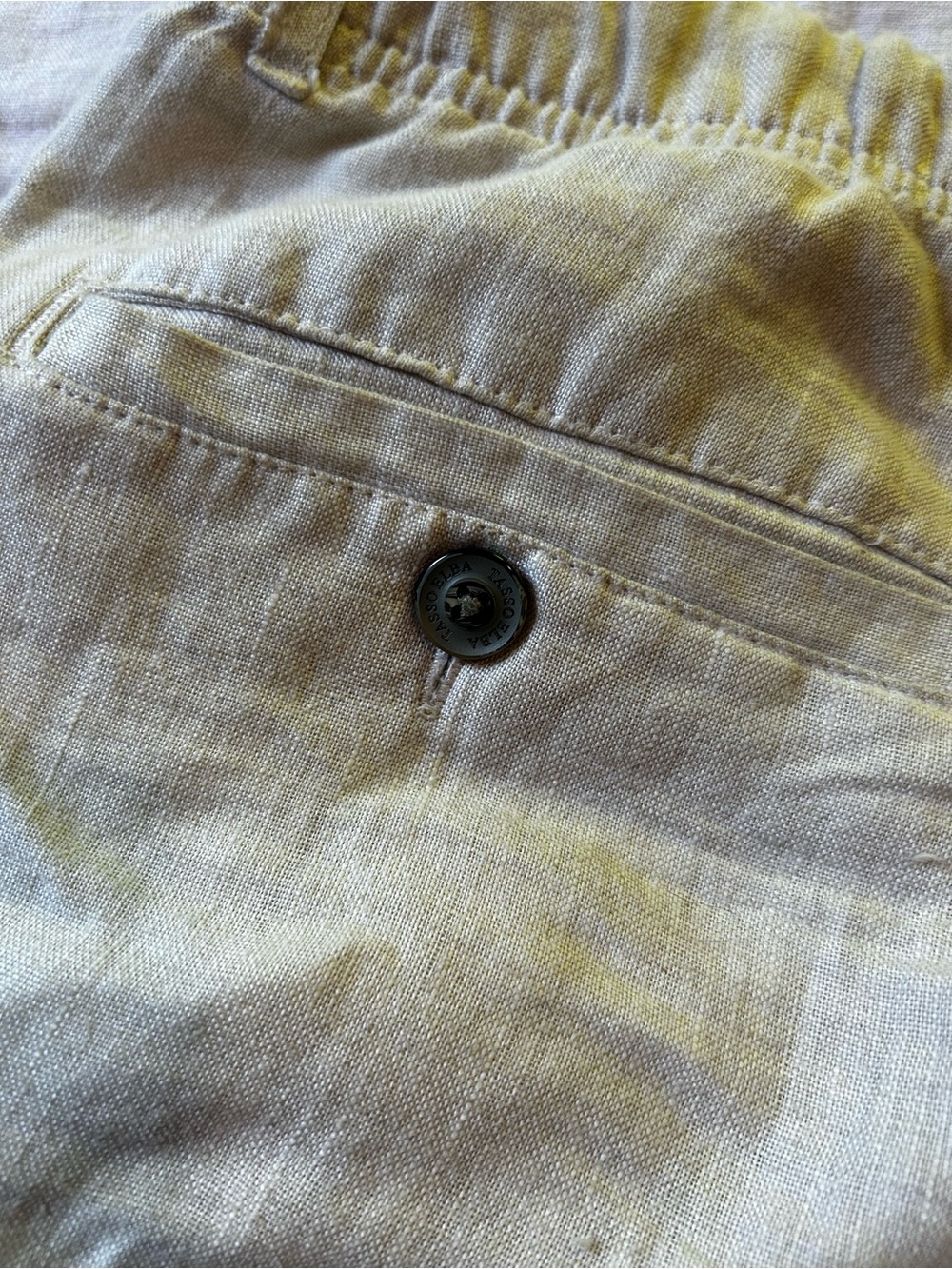 Men's Cream Linen Pants - Picture 6 of 6